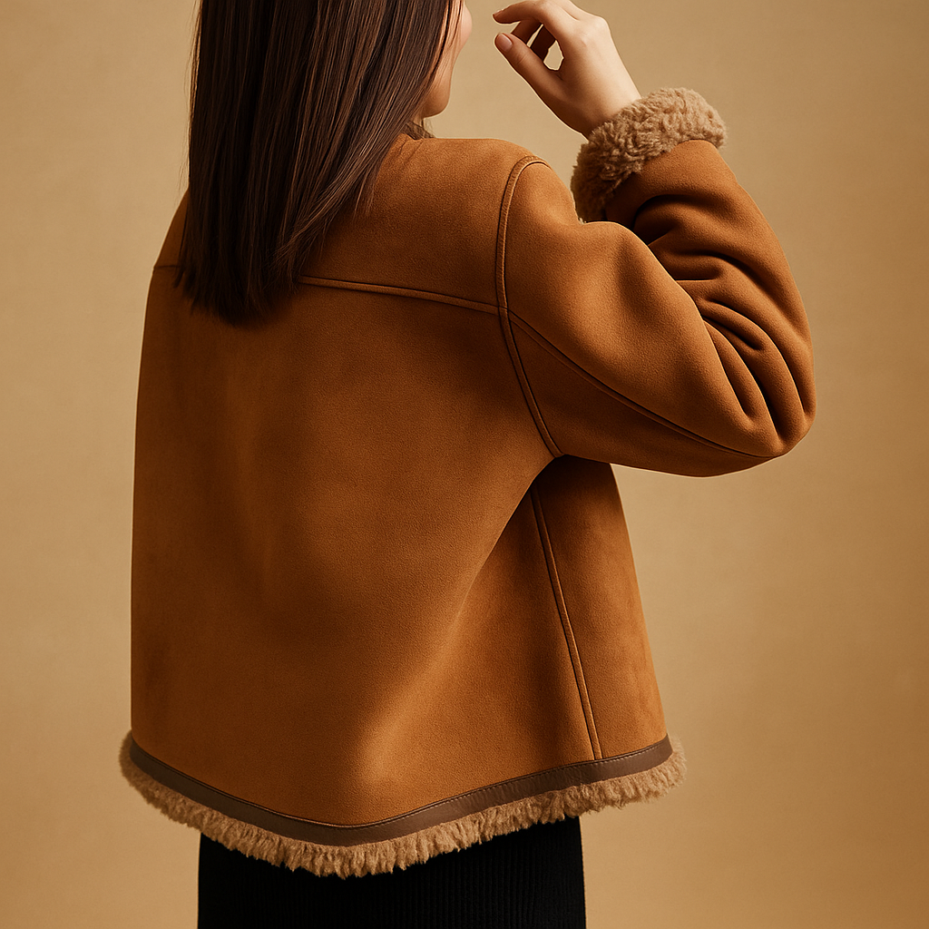 Suede fleece-lined jacket for women | Delilah