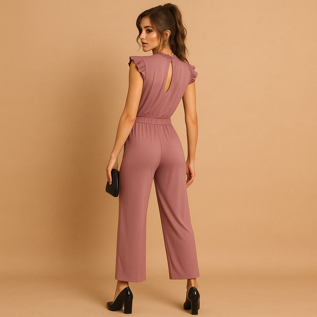 Tailored jumpsuit with cap sleeves and belt for women | Yasmine