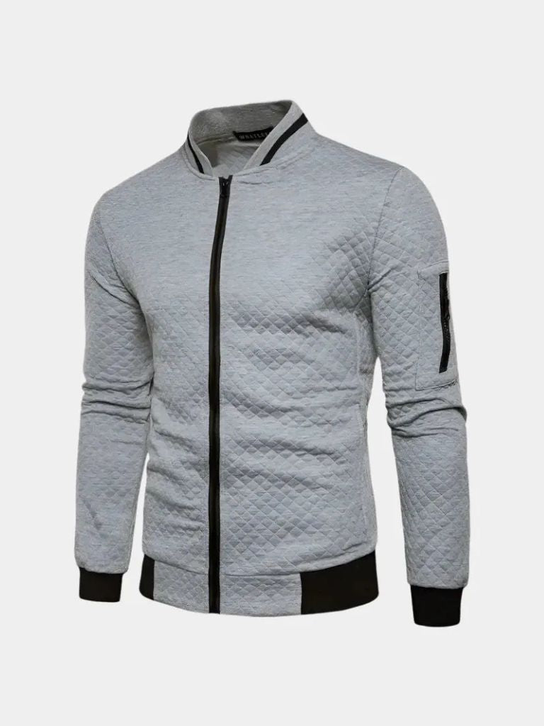 Textured Casual Bomber Jacket for Men