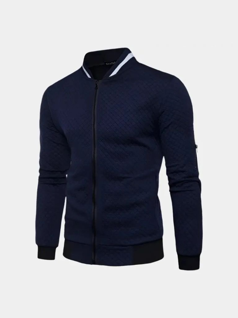 Textured Casual Bomber Jacket for Men