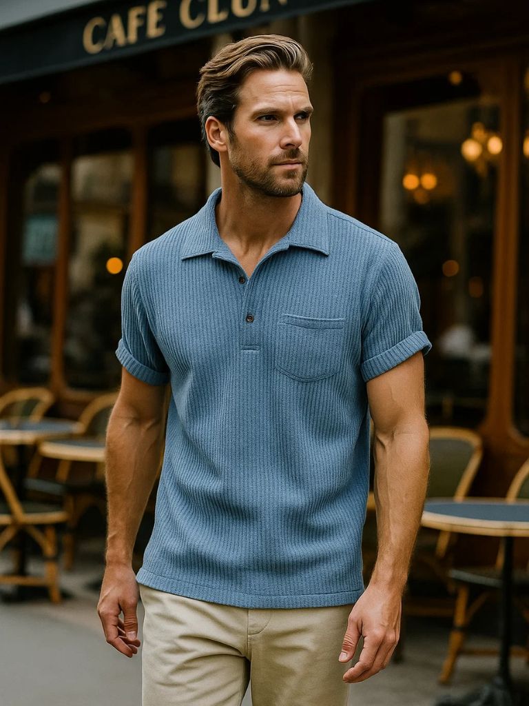 Textured Short Sleeve Shirt for Men