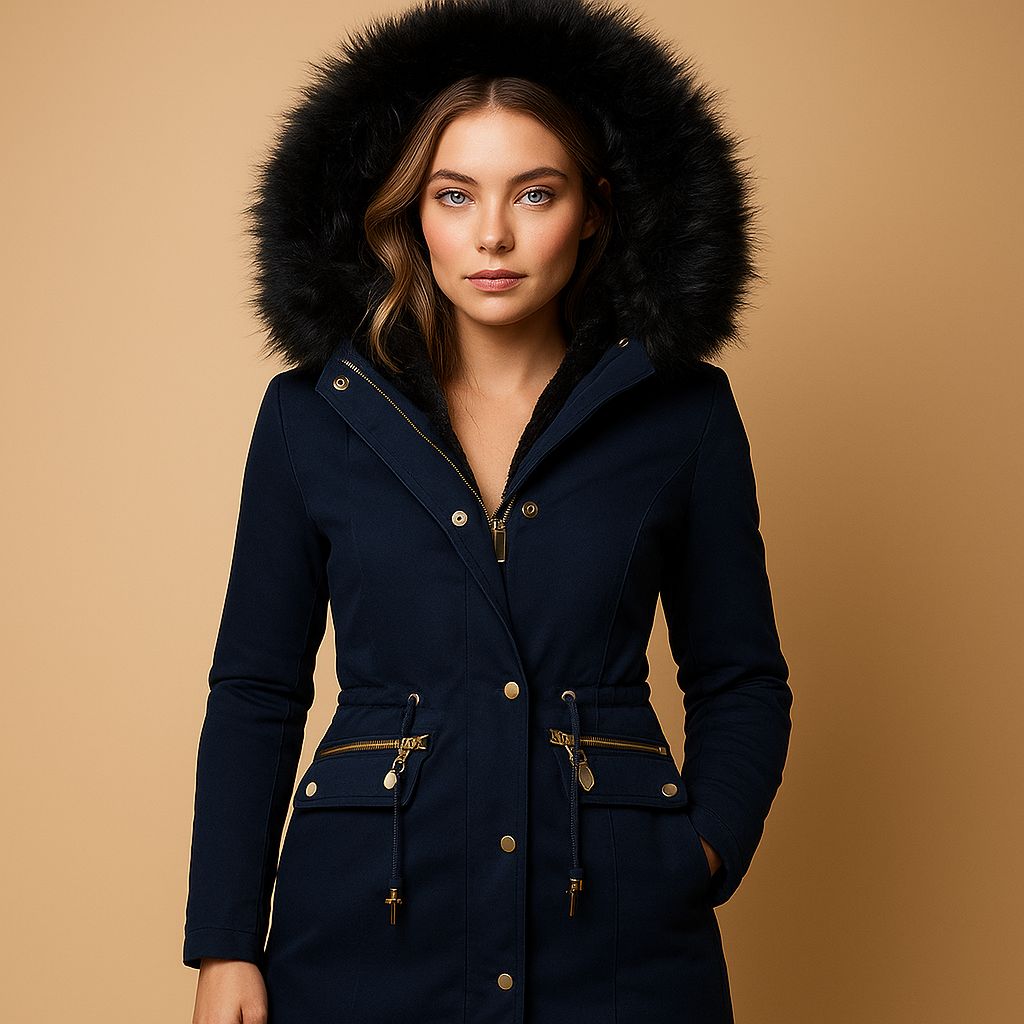 Thermal winter coat with faux fur hood for women | Liana