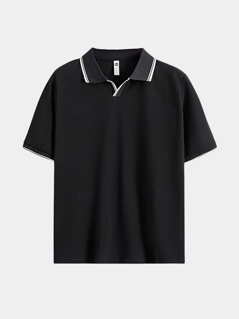Timeless Black V-Neck Polo for Men