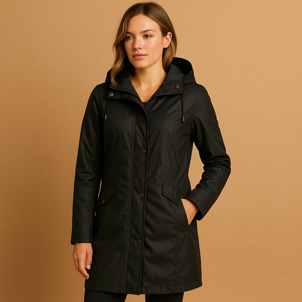 Transparent waterproof mackintosh with hood for women | Sapphire