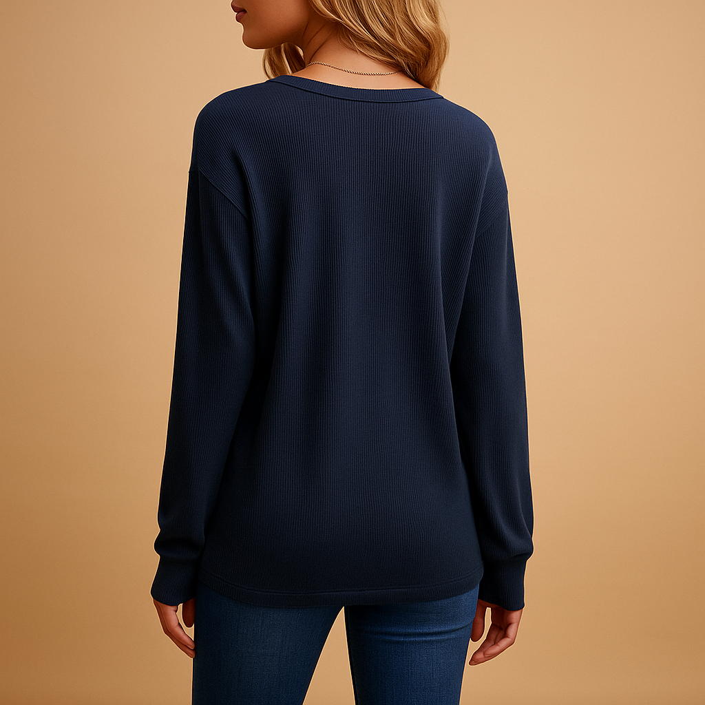 V-neck button blouse with relaxed fit for women | Elise