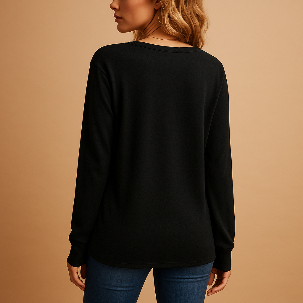 V-neck button blouse with relaxed fit for women | Elise