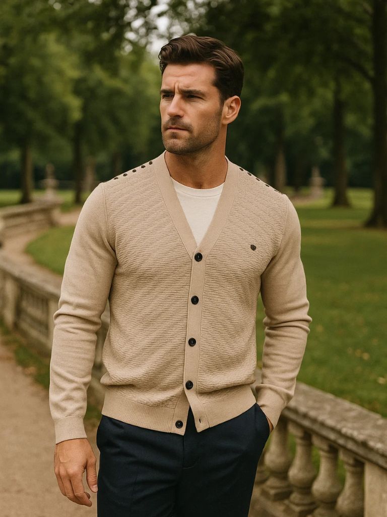 V Neck Knitwear Cardigan for Men
