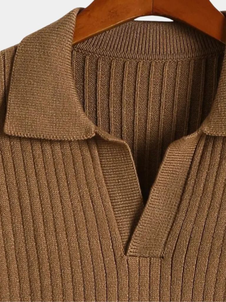 V-Neck Polo Sweater Ribbed for Men