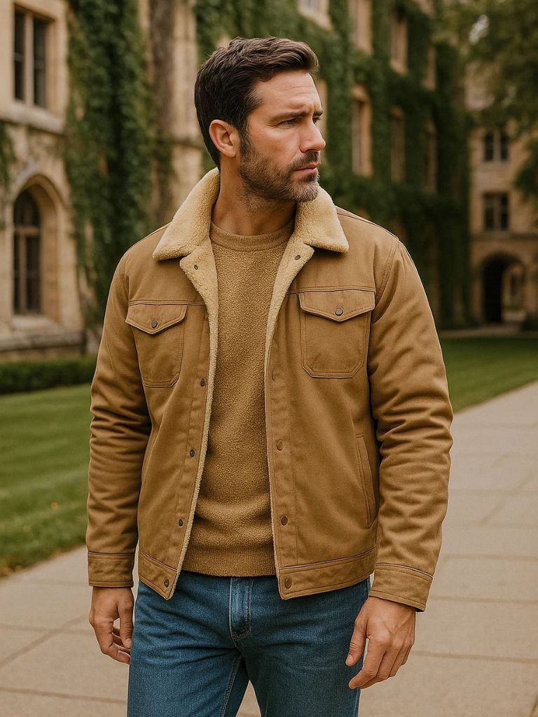 Vintage Fleece Bomber Jacket for Men