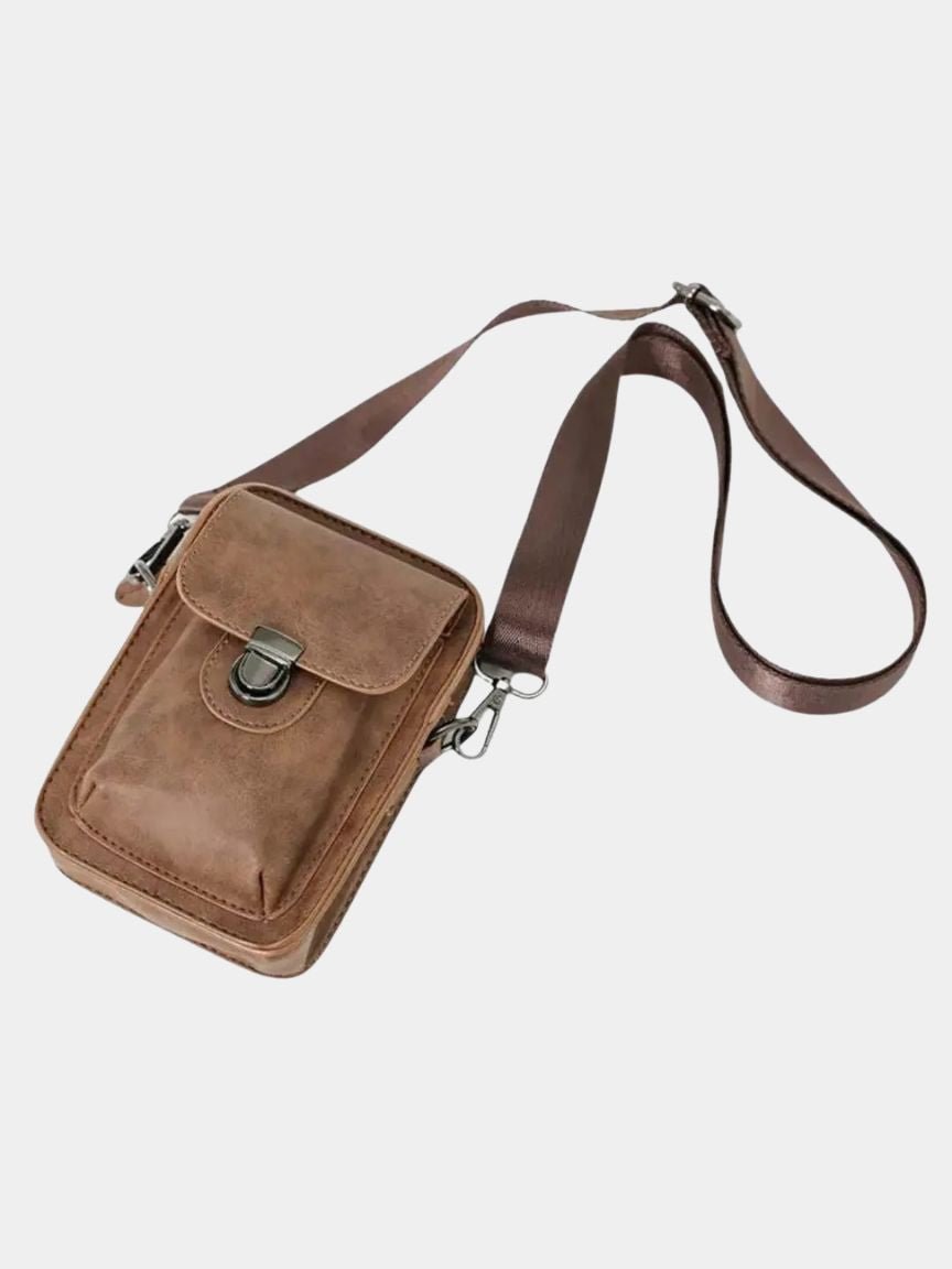 Vintage Mini Leather Crossbody Shoulder Bag for Men