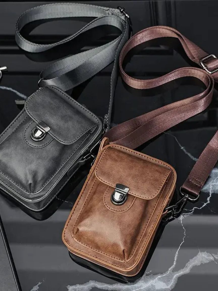 Vintage Mini Leather Crossbody Shoulder Bag for Men