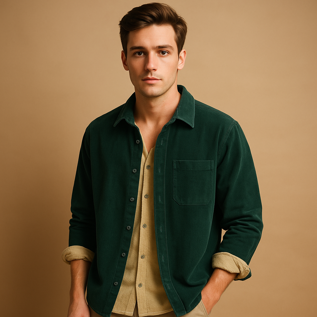 Vintage style corduroy long sleeve shirt for men | Oliver