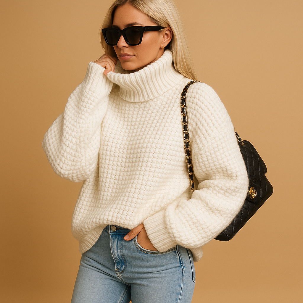 Warm knitted pullover sweater for women | Rita