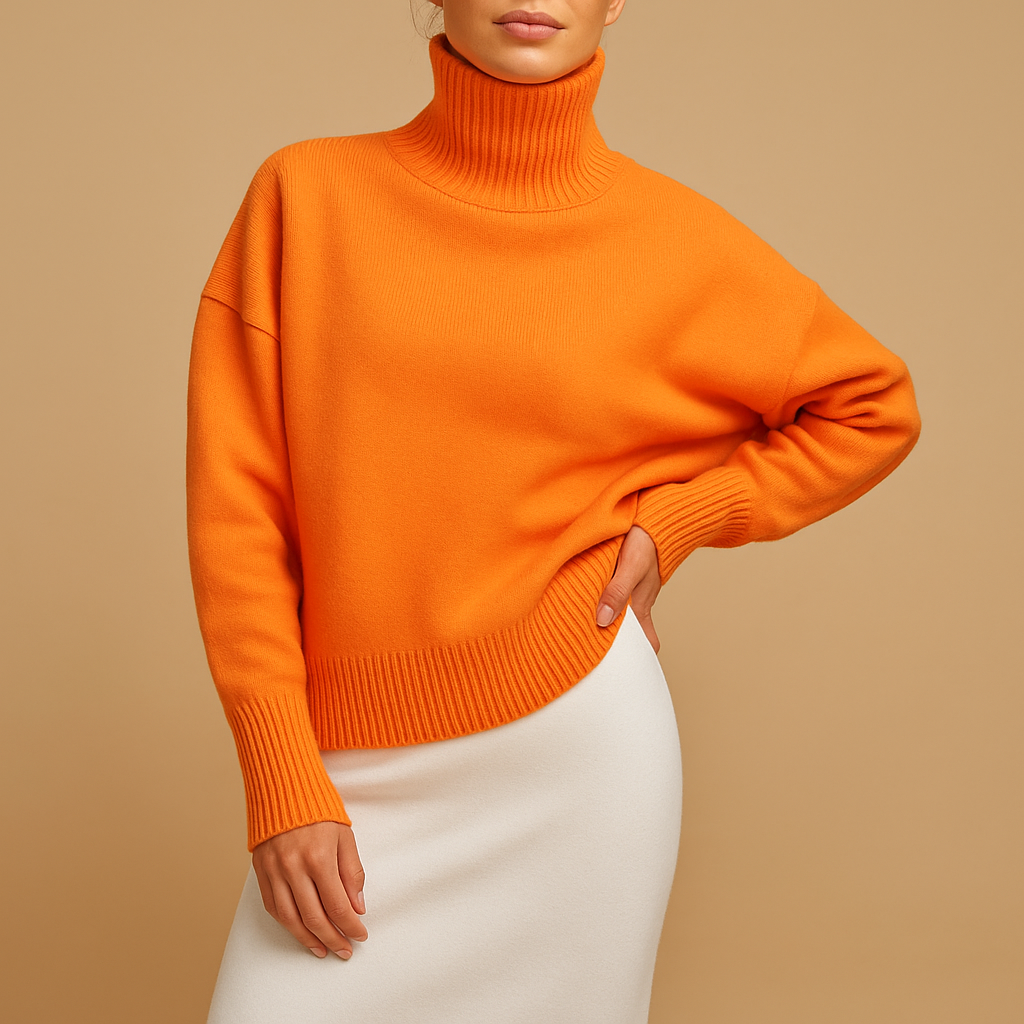 Warm oversized turtleneck sweater for women | Elodie