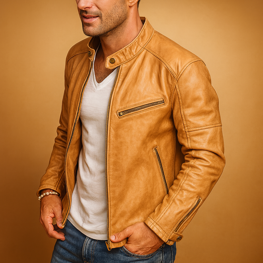 Waterproof biker jacket with zipper for men | Damian