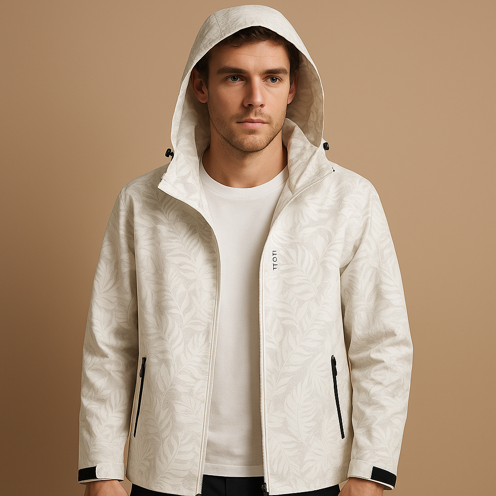Waterproof jacket with leaf pattern for men | Elliot