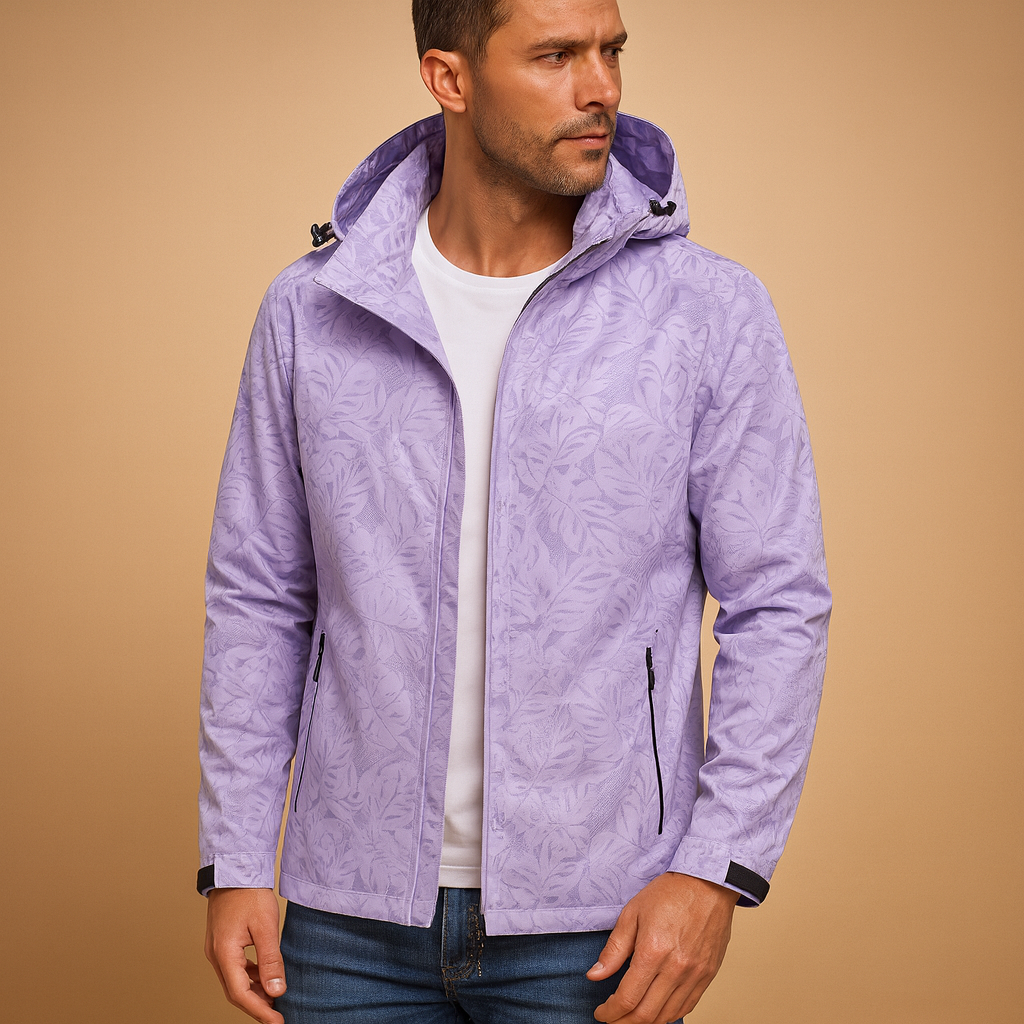 Waterproof jacket with leaf pattern for men | Elliot