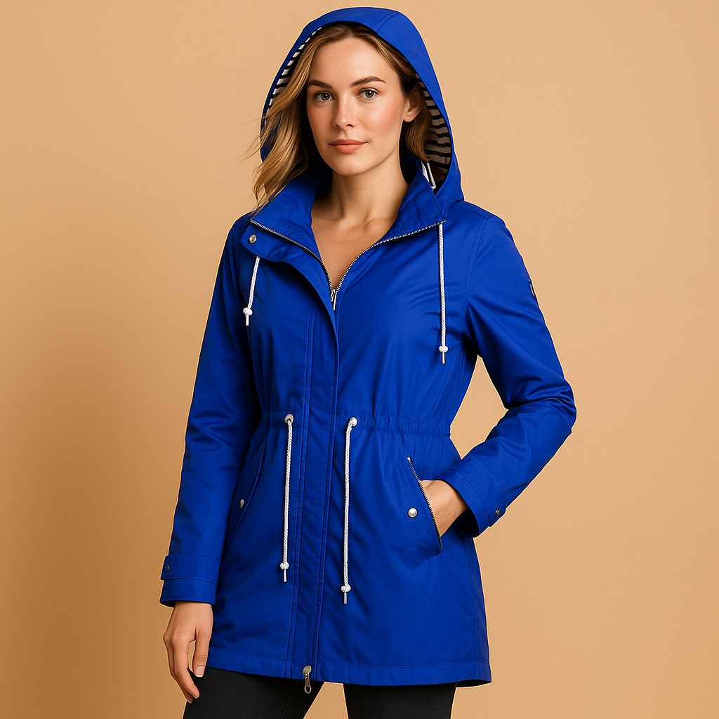 Waterproof rain parka with adjustable waist for women | Genzina