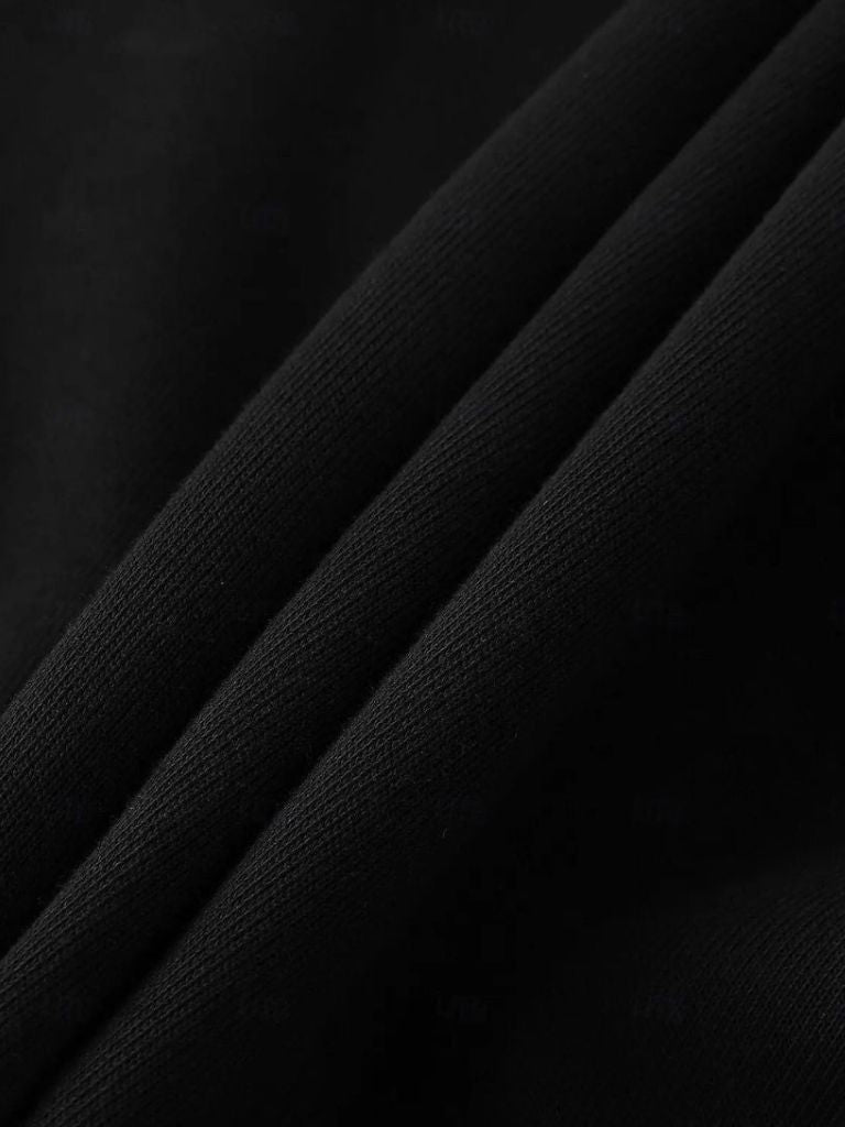 Zip Black Lapel Sports Hoodie Sweatshirt for Men