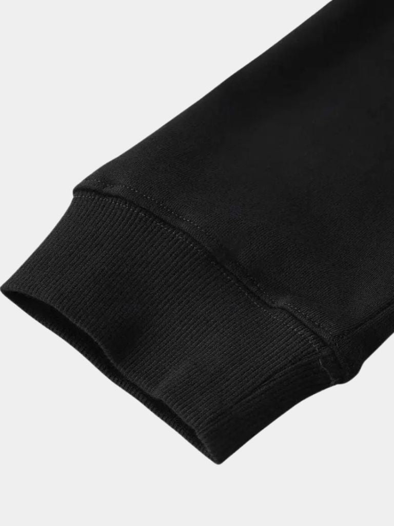 Zip Black Lapel Sports Hoodie Sweatshirt for Men