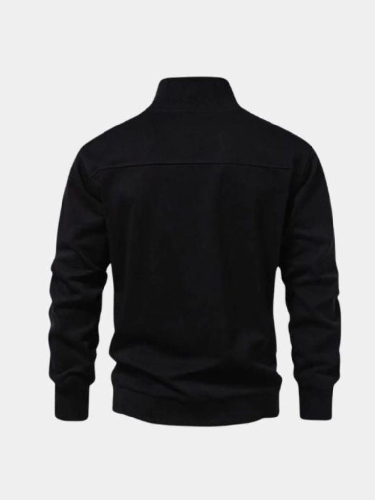 Zip Black Lapel Sports Hoodie Sweatshirt for Men