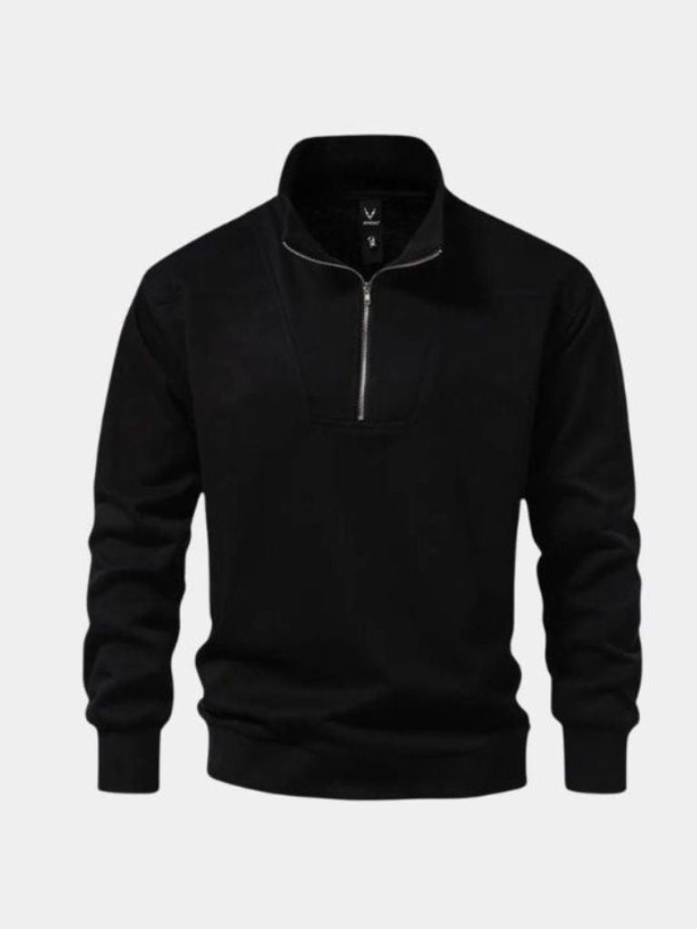 Zip Black Lapel Sports Hoodie Sweatshirt for Men