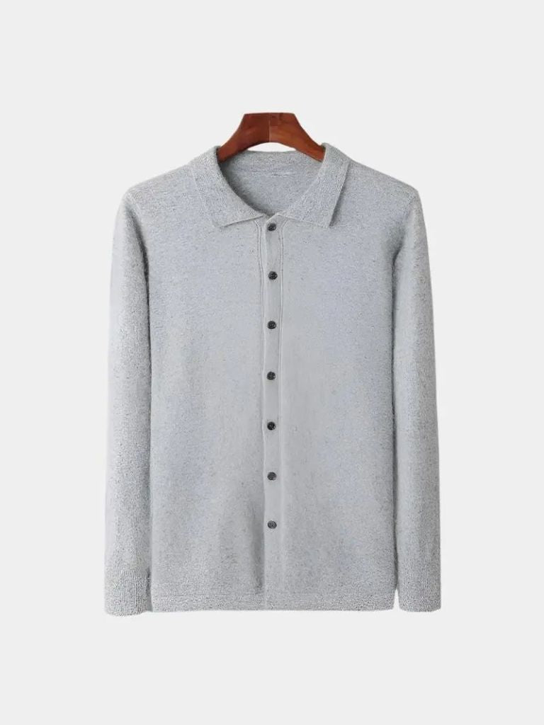 100% Cashmere Polo Cardigan for Men