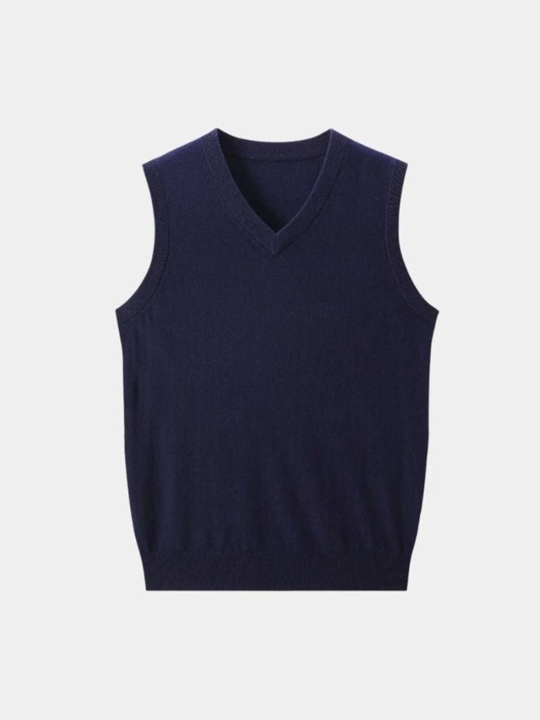 100% Cashmere V Neck Knit Vest for Men
