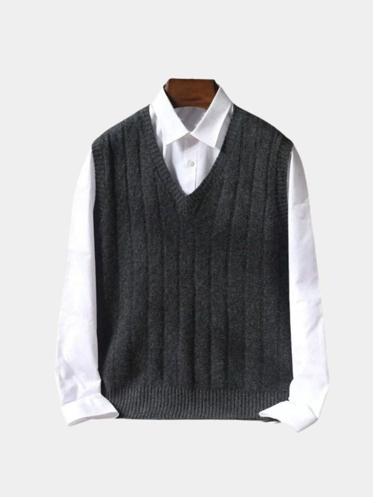 100% Merino Wool Pullover Sweater Vest for Men