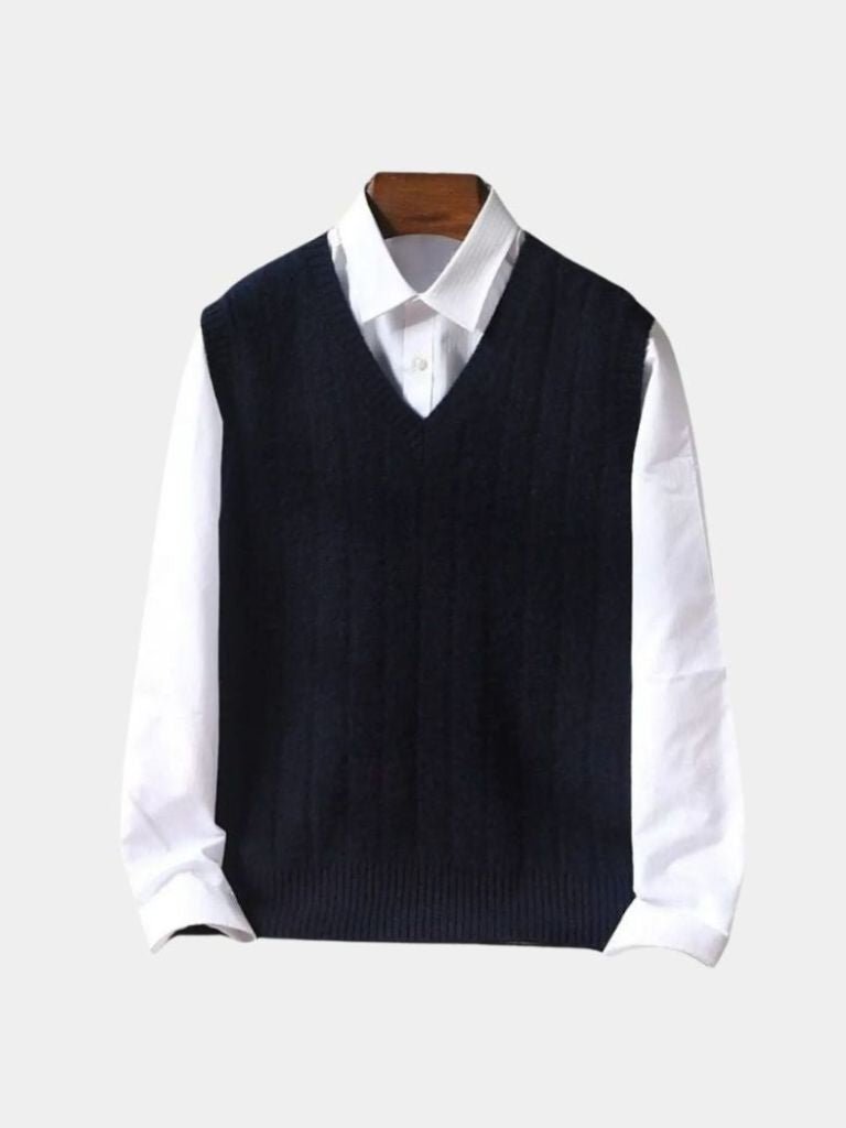 100% Merino Wool Pullover Sweater Vest for Men