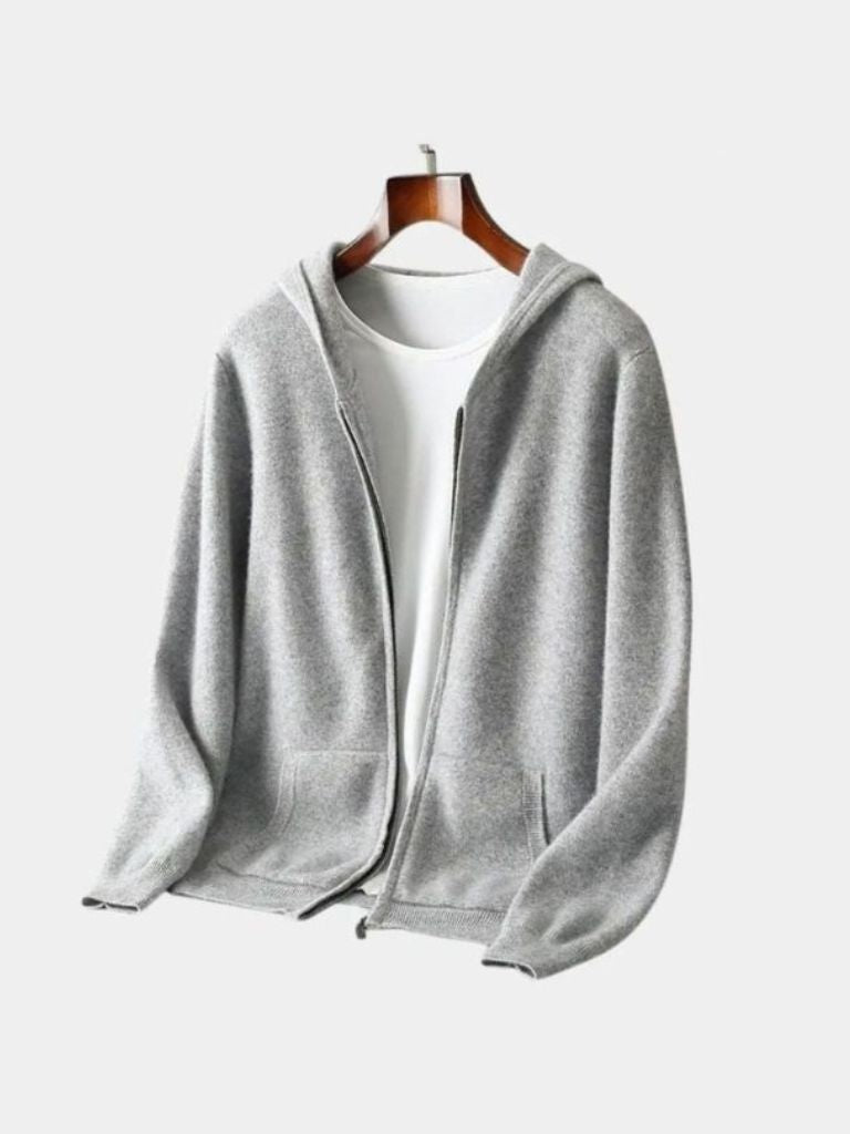 100% Merino Wool Zip Solid Color Sweater for Men