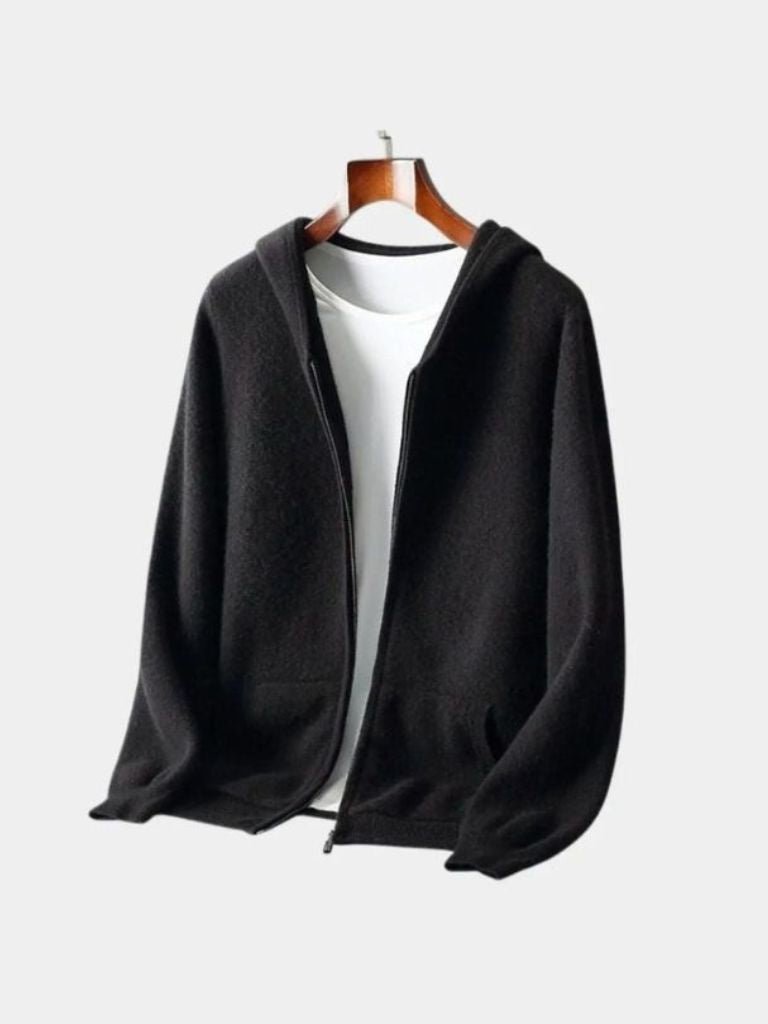 100% Merino Wool Zip Solid Color Sweater for Men