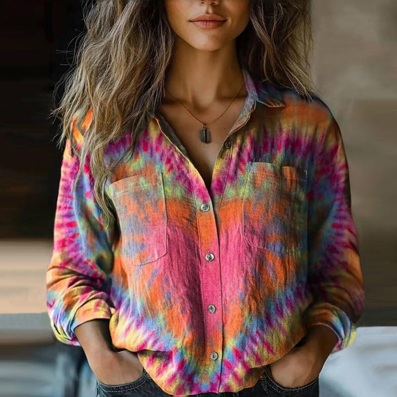 Vintage Colorful Chic Blouse for Women