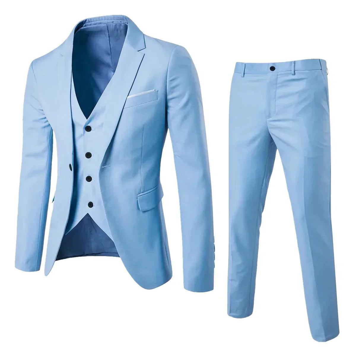 Elegant Colorful Three-Piece Suit Set for Men