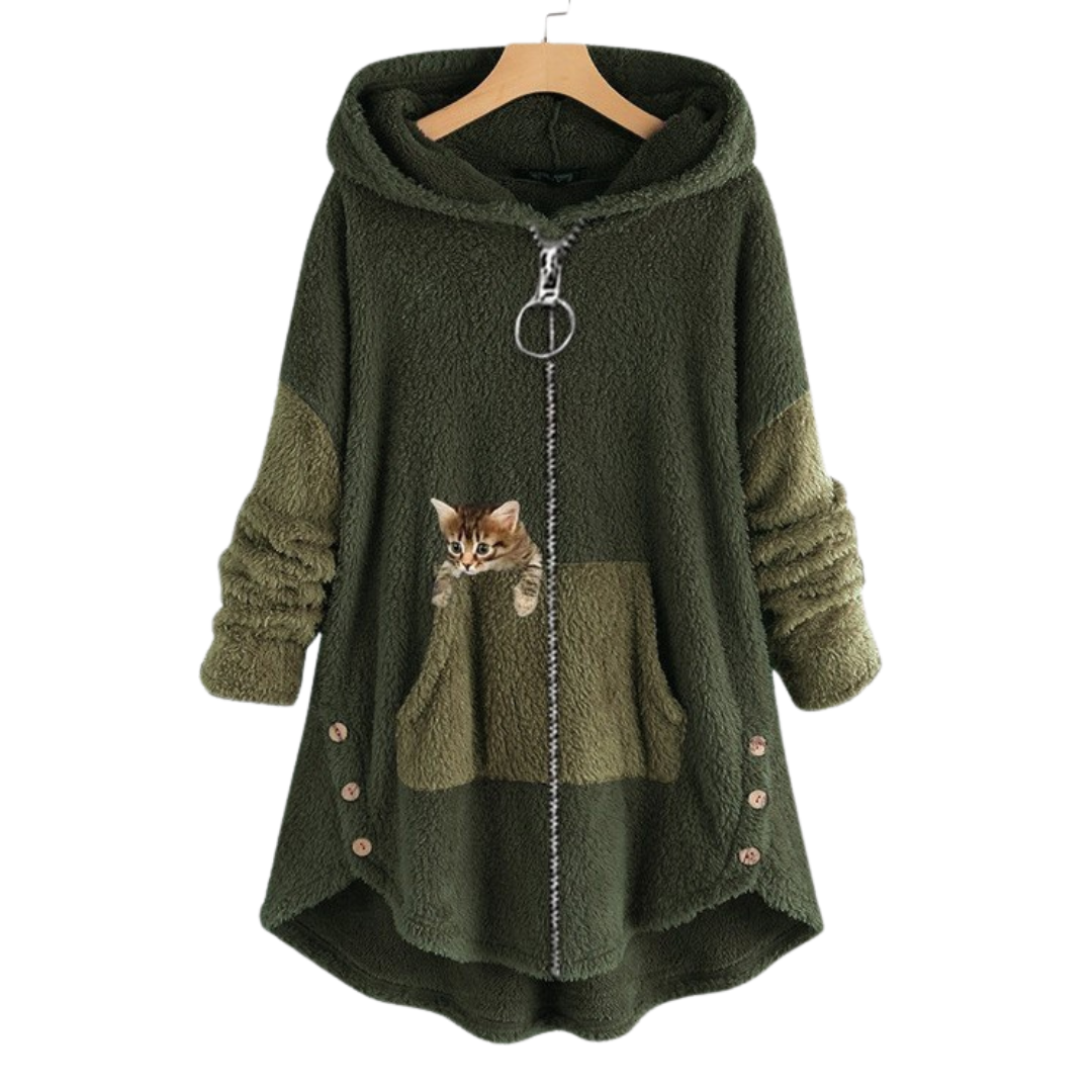 Cute Zip Cat Hoodie for Women