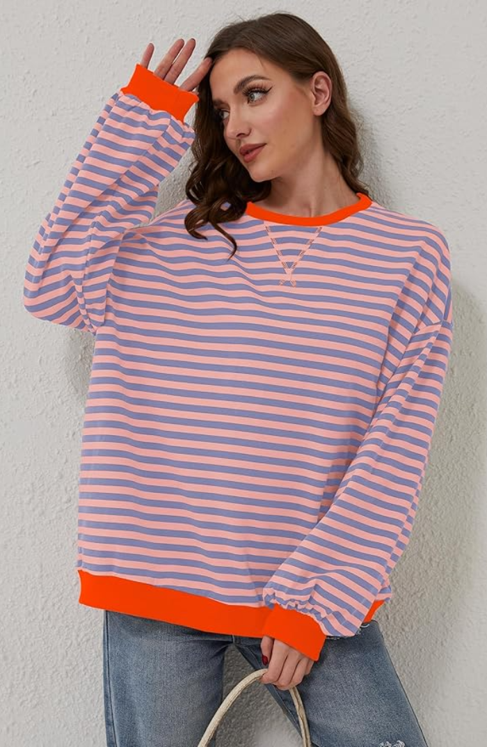 Lara Cozy Striped Sweatshirt for Women