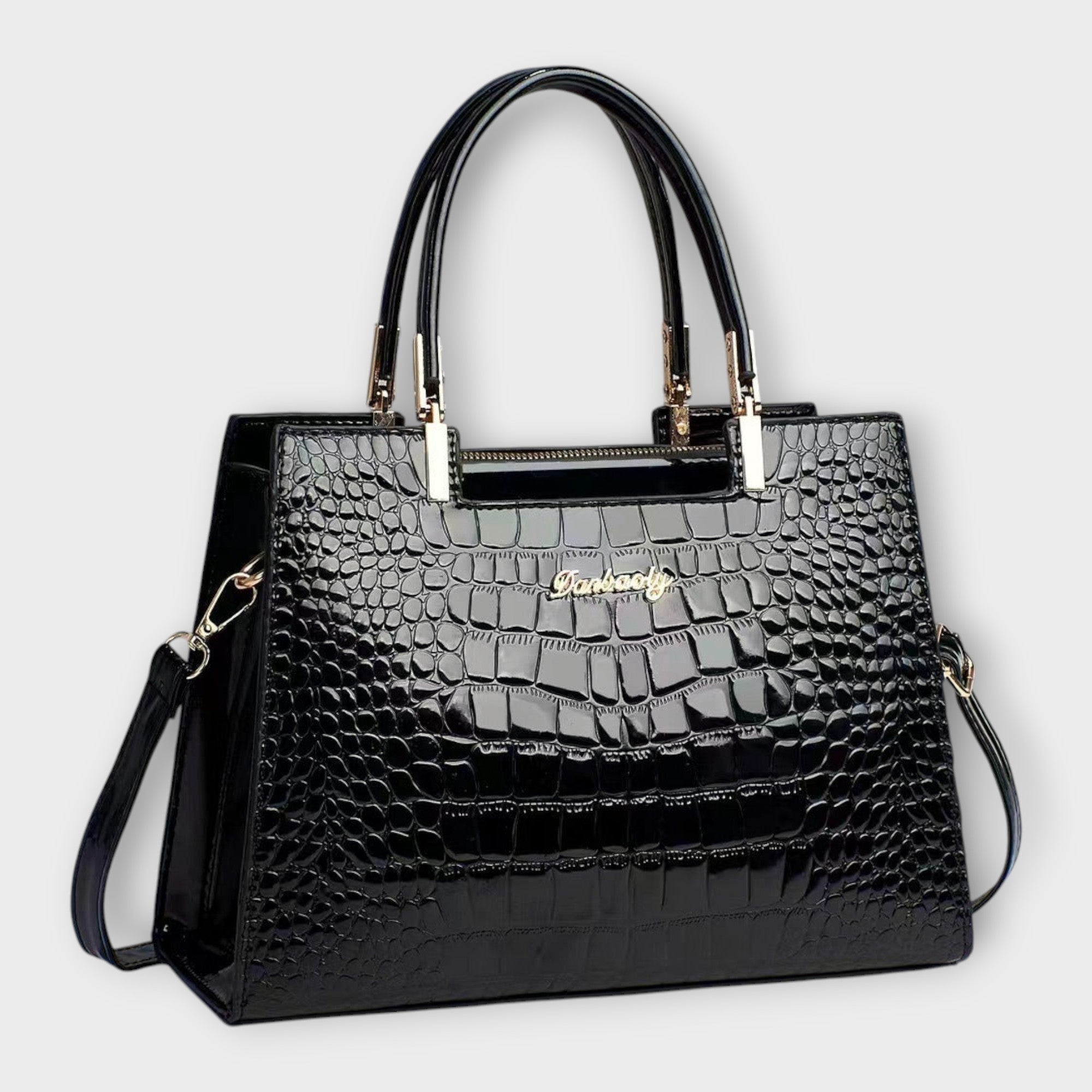 Claire - Glossy Crocodile Leather Pattern Handbag