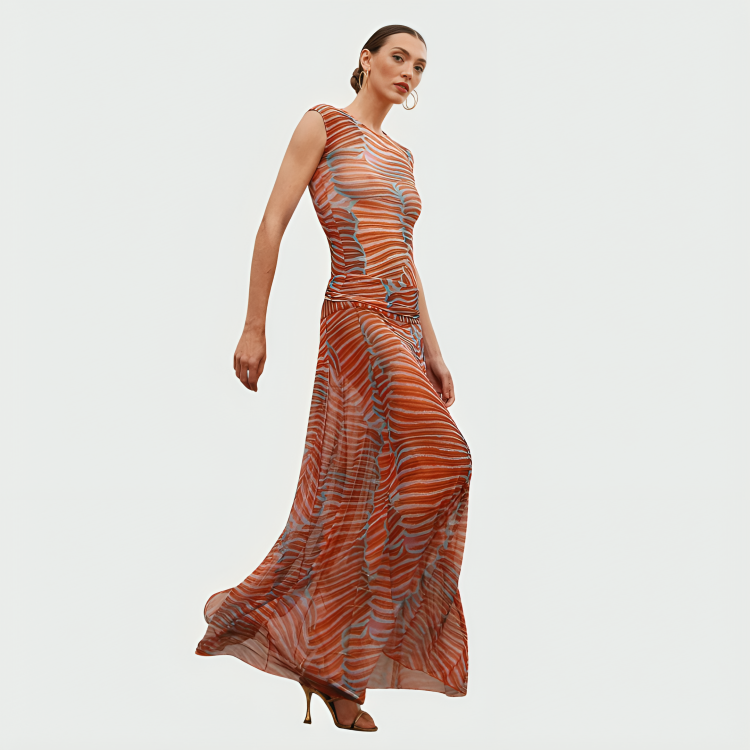 Noelle Elegant Bodysuit with Long Skirt