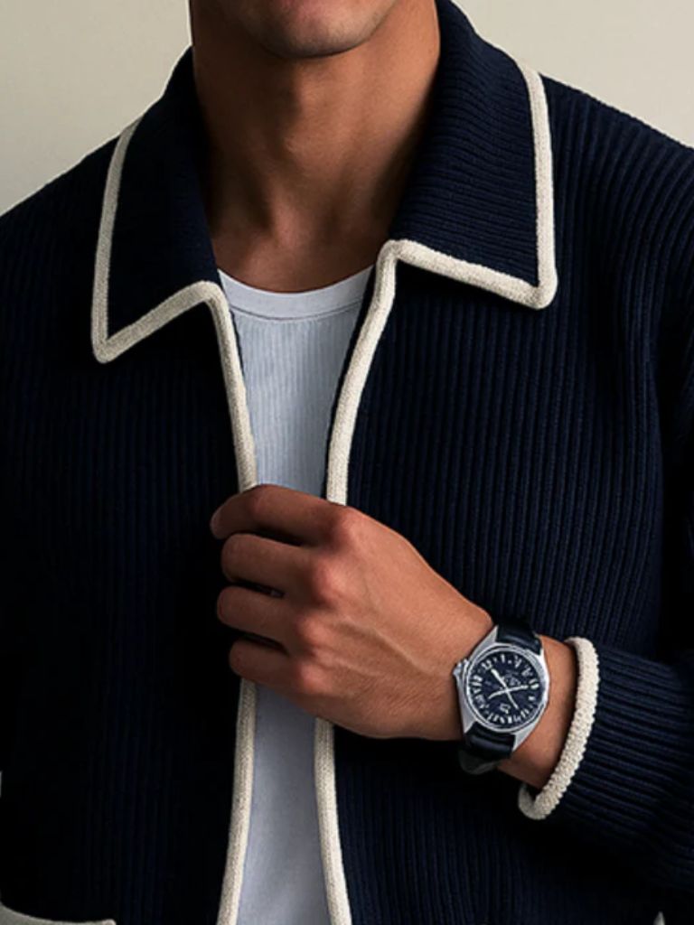 Riviera Retro Contrast Knit Cardigan - Cross & Crown