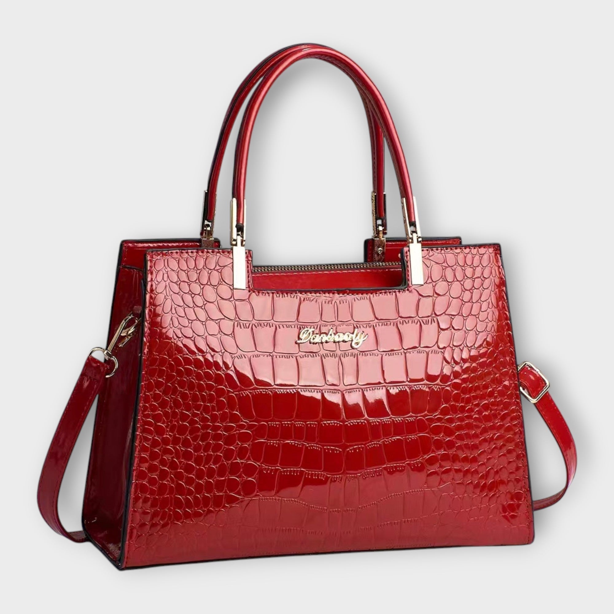 Claire - Glossy Crocodile Leather Pattern Handbag