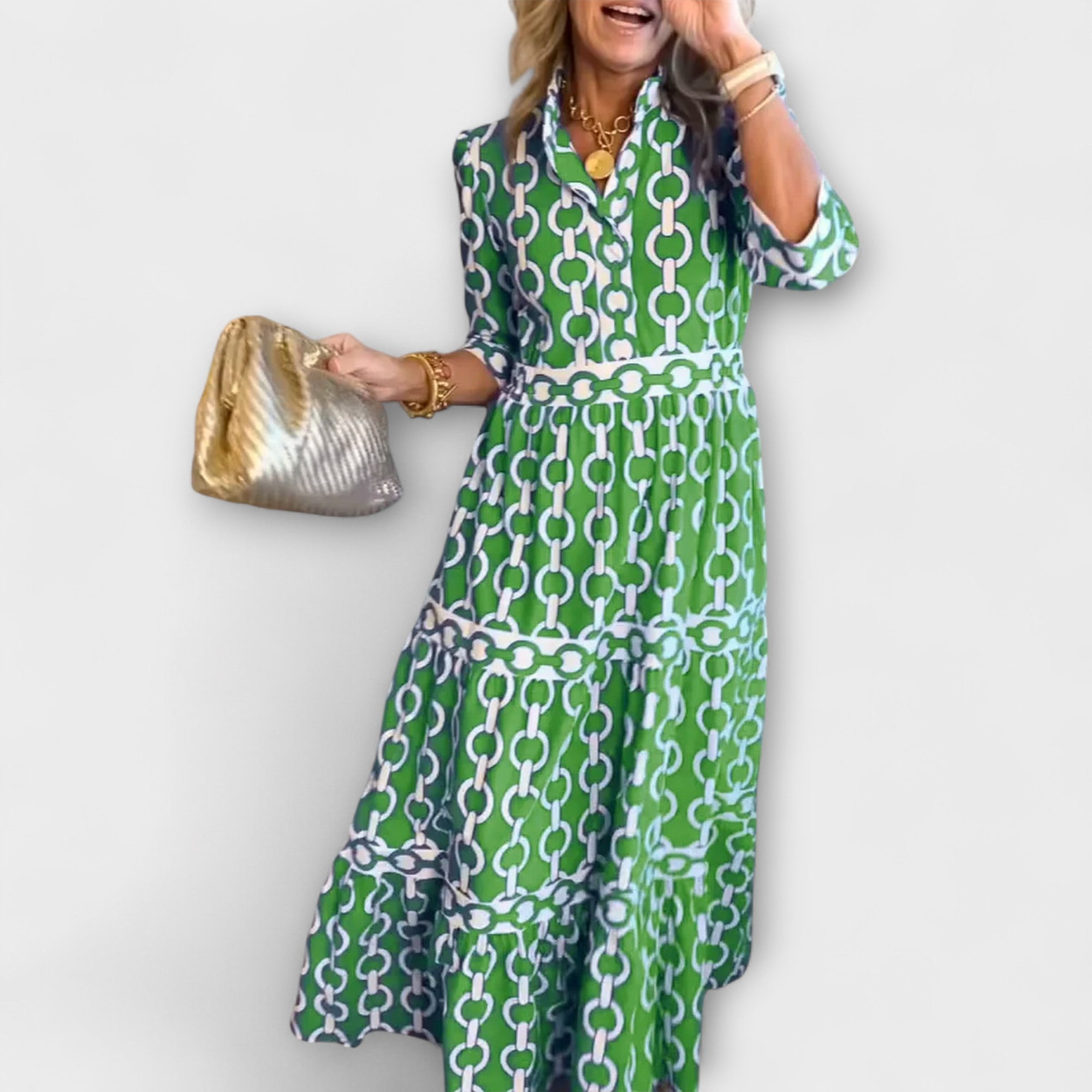 Juliette - Midi Dress with Chain Pattern
