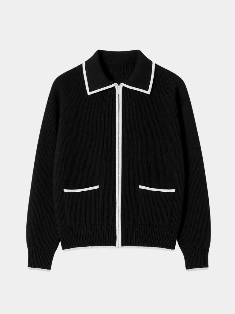 Riviera Retro Contrast Knit Cardigan - Cross & Crown