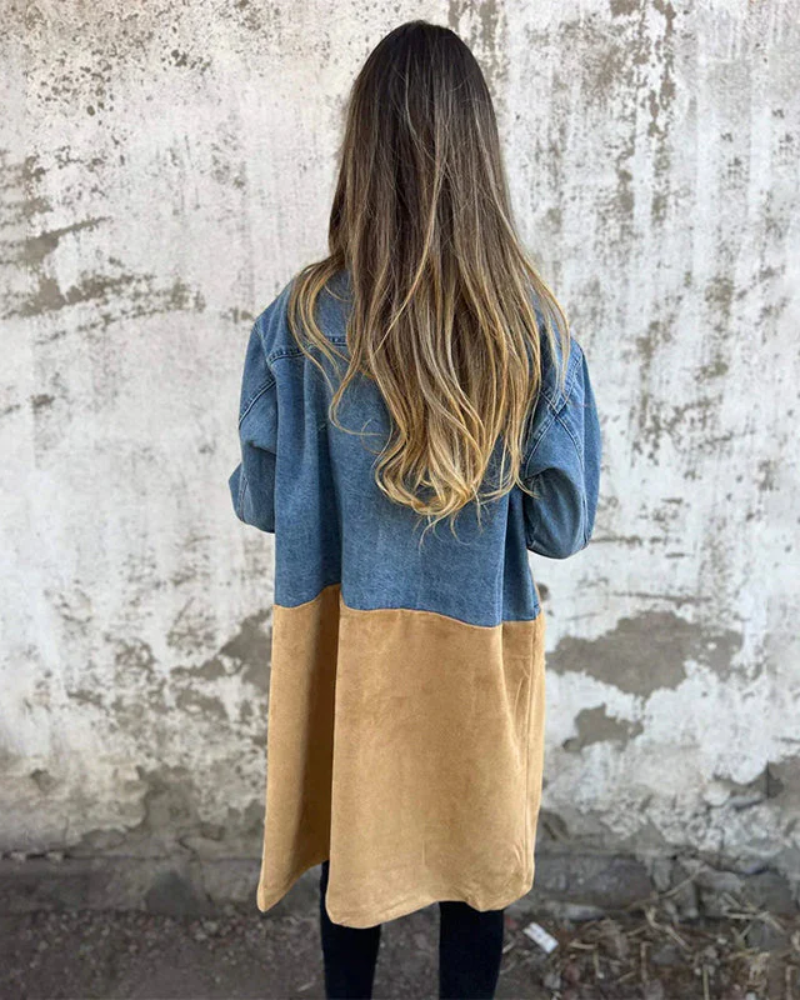 Denim & Suede Coat for Women