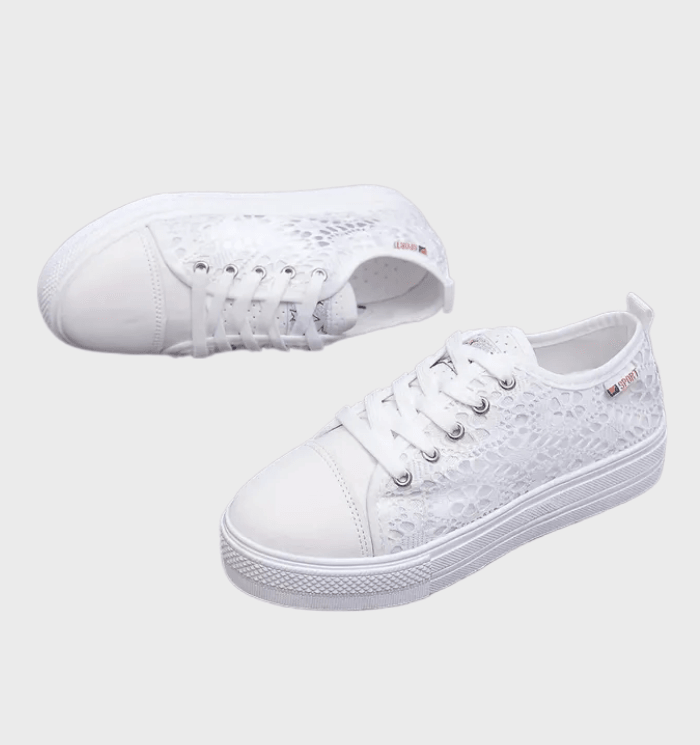 Alena White Low Cut Lace-Up Sneakers for Women