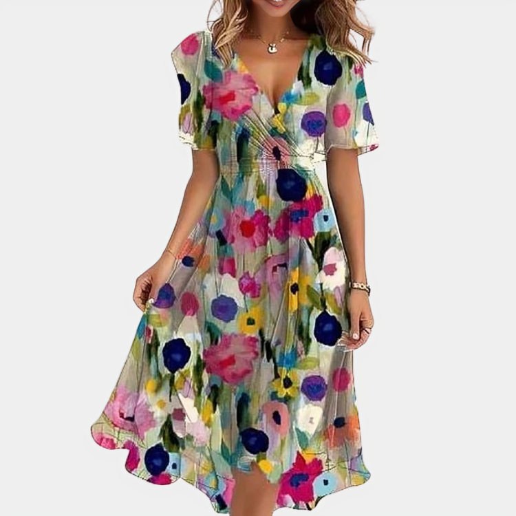 Floral Chiffon Midi Dress