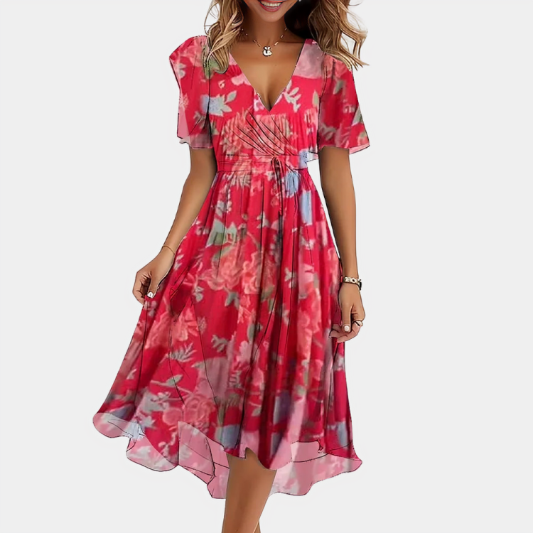 Floral Chiffon Midi Dress