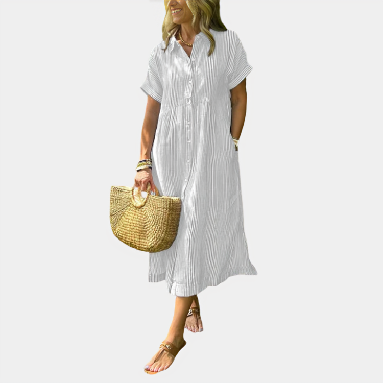 Ella Stripe Midi Shirt Dress