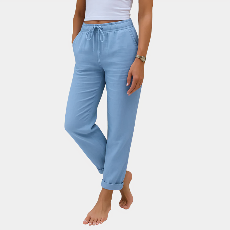 Relaxed Fit Linen Stretch Pants