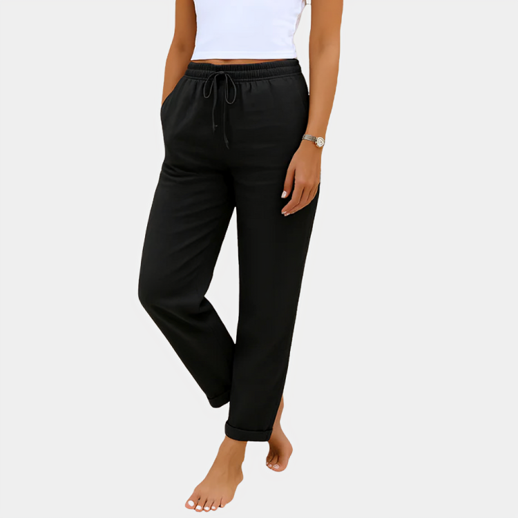 Relaxed Fit Linen Stretch Pants
