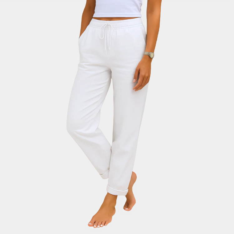 Relaxed Fit Linen Stretch Pants